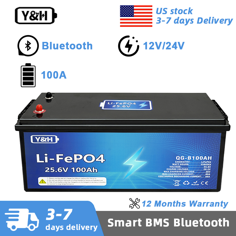 Lifepo4 12V 100Ah Bms Bluetooth - [จัดส่งในพื้นที่] แบตเตอรี่ Y&H 12V 24V 100Ah