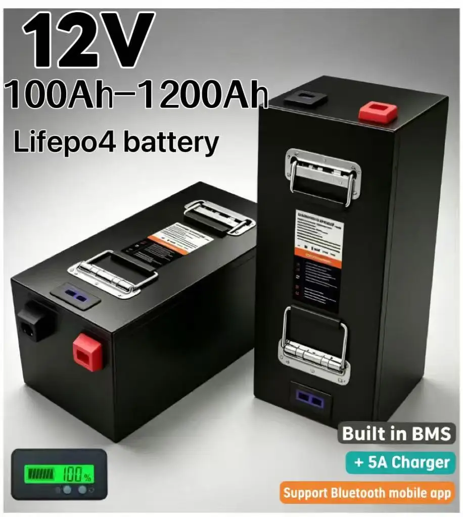 Lifepo4 12V 100Ah Bms Bluetooth - แบตเตอรี่ลิเธียม LiFePO4 12V ความจุสูง 100Ah-1000Ah พร้อม