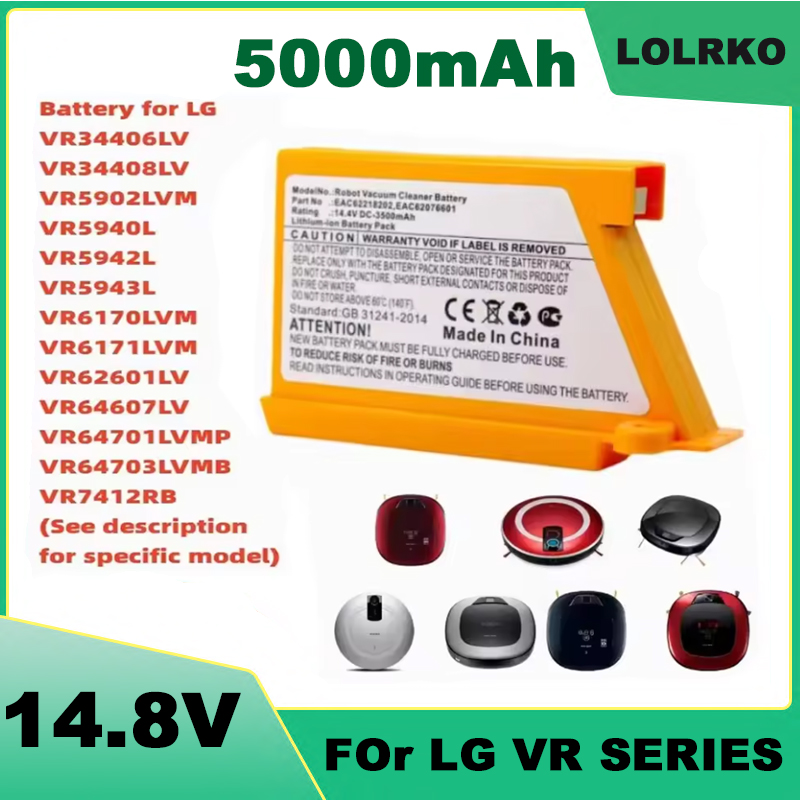 4S Lipo Battery 14.8V 6000Mah - แบตเตอรี่ 5000mAh อัพเกรดทดแทนสำหรับ LG หุ่นยนต์กวาดถูพื้น VR6260LVM