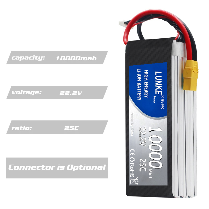 แบตเตอรี่ลิเธียมโพลิเมอร์ 2S 3 - 6S Lipo Battery 22.2V 5000Mah บทวิจารณ์และราคา