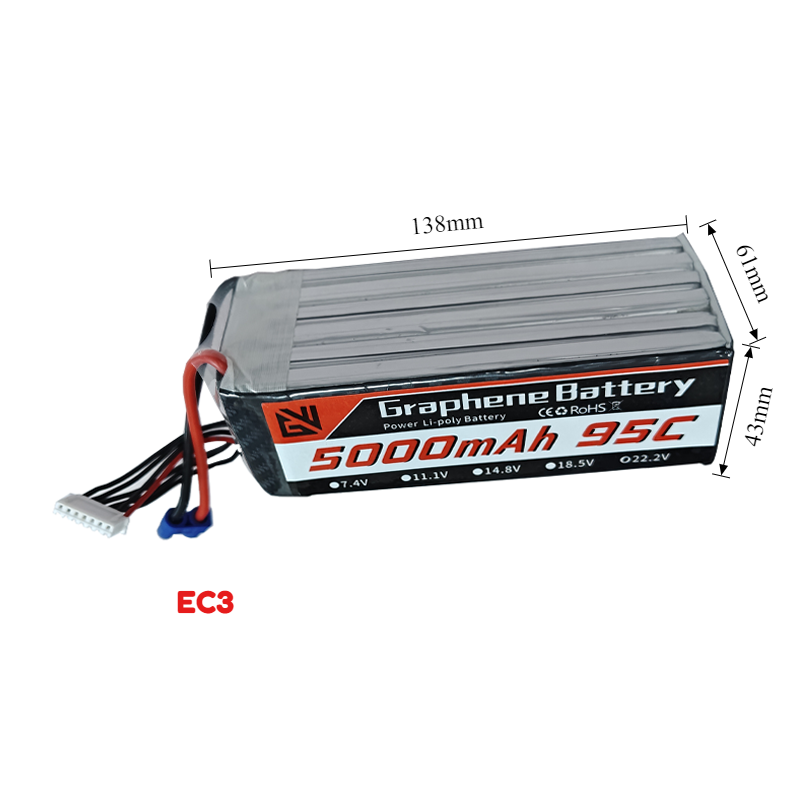 แบตเตอรี่ LiPo ความจุสูง 95C 6 - 6S Lipo Battery 22.2V 5000Mah บทวิจารณ์และราคา