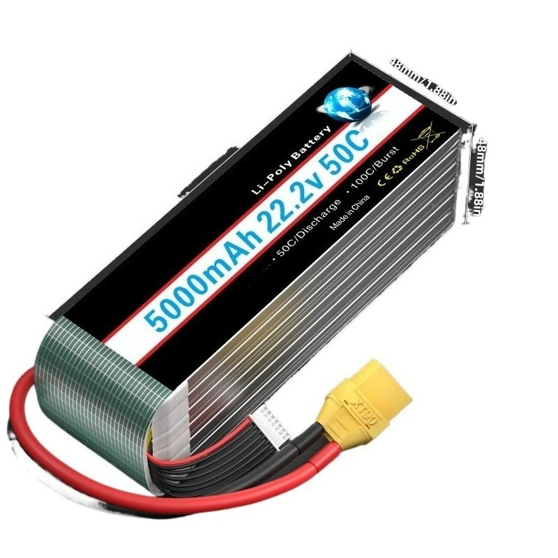 แบตเตอรี่ลิเธียมโพลิเมอร์ใหม่  - 6S Lipo Battery 22.2V 5000Mah บทวิจารณ์และราคา