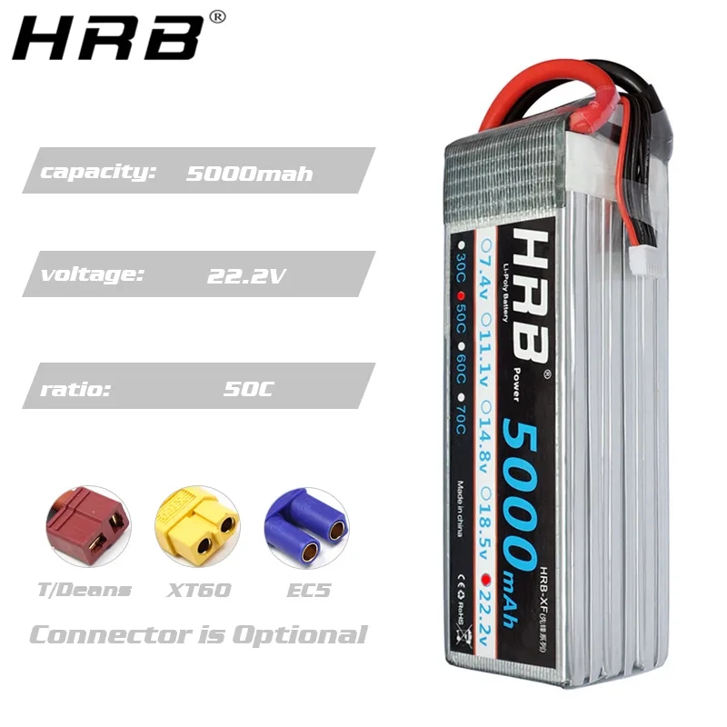 แบตเตอรี่ HRB 6S Lipo 22.2V 50 - 6S Lipo Battery 22.2V 5000Mah บทวิจารณ์และราคา