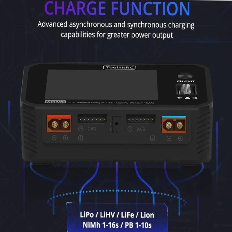 เครื่องชาร์จแบตเตอรี่ลิเธียมโพ - Toolkitrc M6Dac Smart Charger บทวิจารณ์และราคา