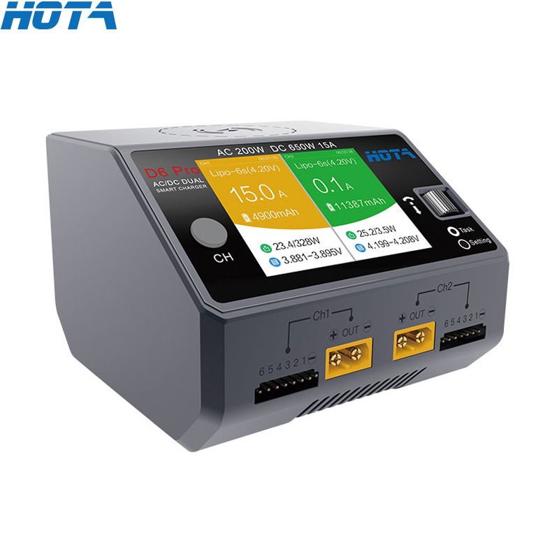 Hota D6 Pro สีดำ AC 200W DC 2x - Hota D6 Pro Dual Lipo Charger บทวิจารณ์และราคา