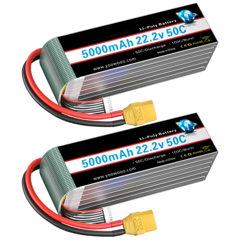 2 ชิ้นสำหรับเครื่องบิน RC เฮลิ - 6S Lipo Battery 22.2V 5000Mah บทวิจารณ์และราคา