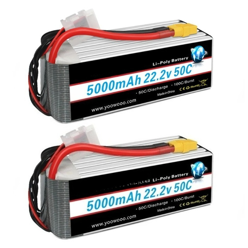 2 ชิ้นสำหรับเครื่องบิน RC เฮลิ - 6S Lipo Battery 22.2V 5000Mah บทวิจารณ์และราคา