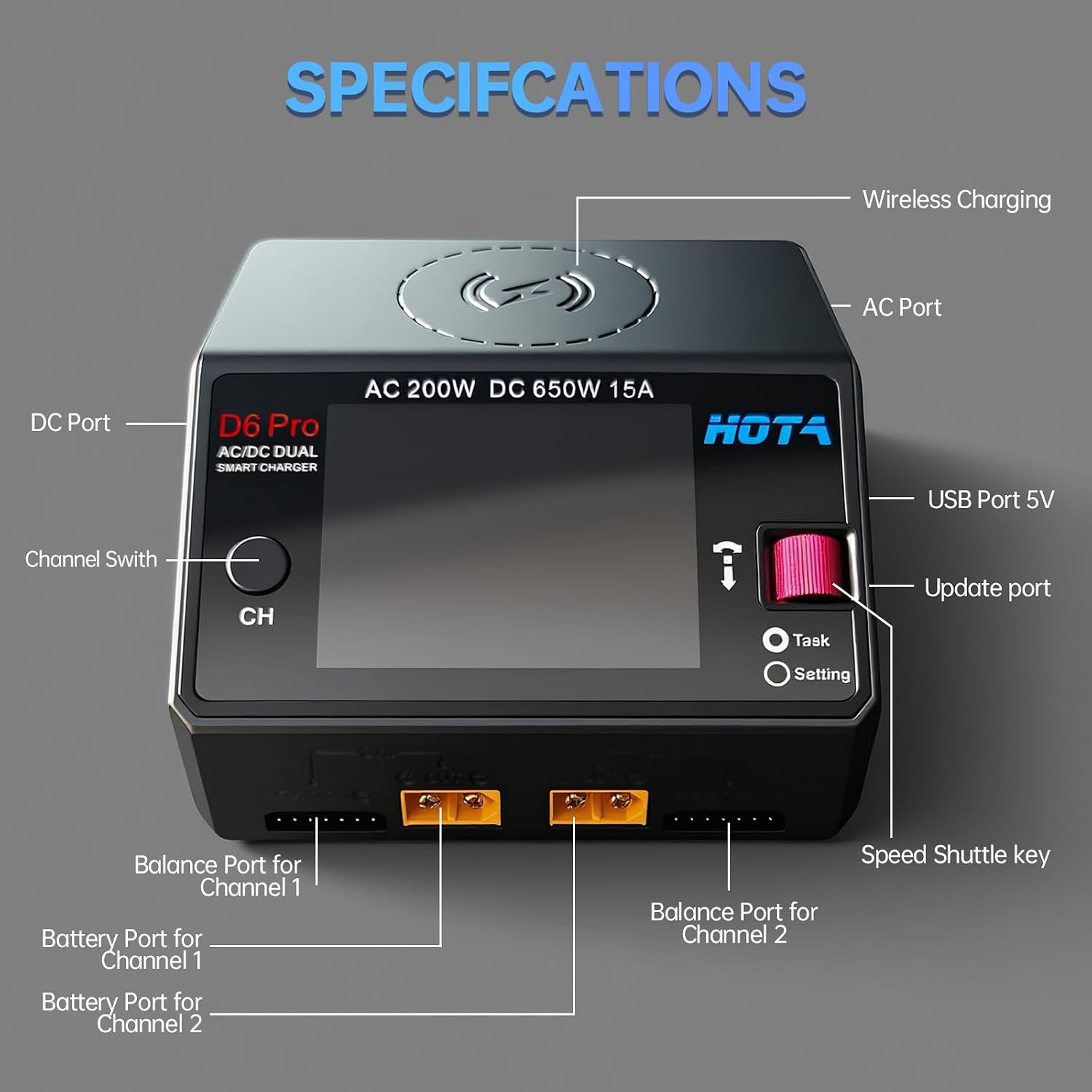 เครื่องชาร์จแบตเตอรี่ HOTA D6  - Hota D6 Pro Dual Lipo Charger บทวิจารณ์และราคา